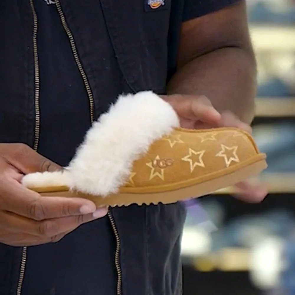 UGG® Kids' Cozy II Iridescent Stars Genuine Shearling Slipper